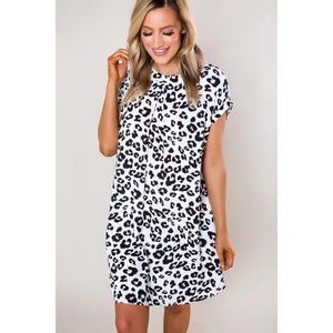 White Leopard Shift Dress
